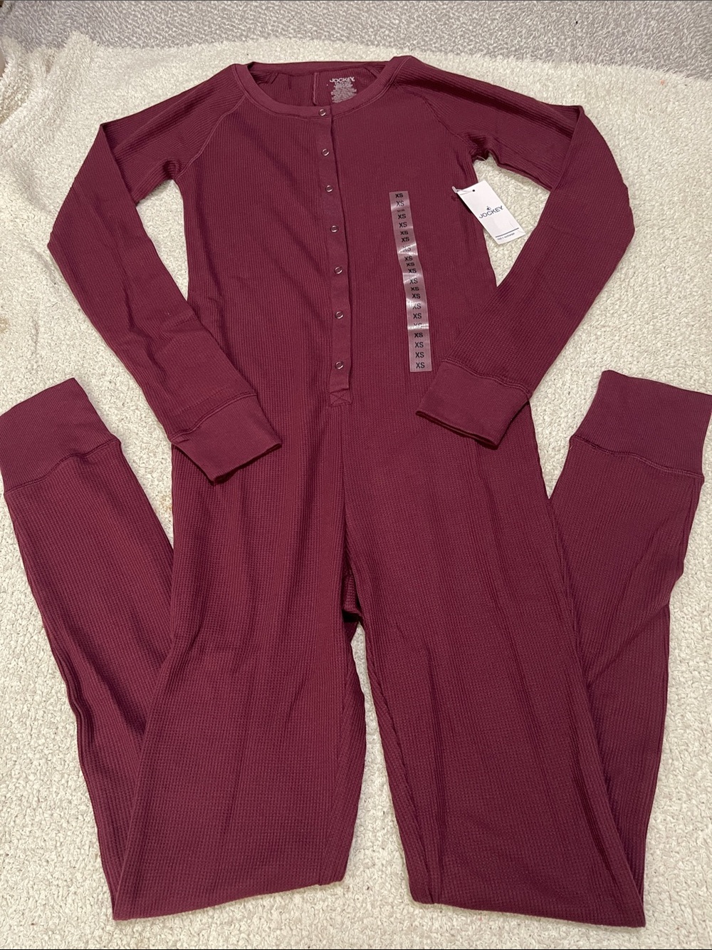NWT- Jockey -XS. Long Sleeve Waffle Union Suit Thermal Onsie